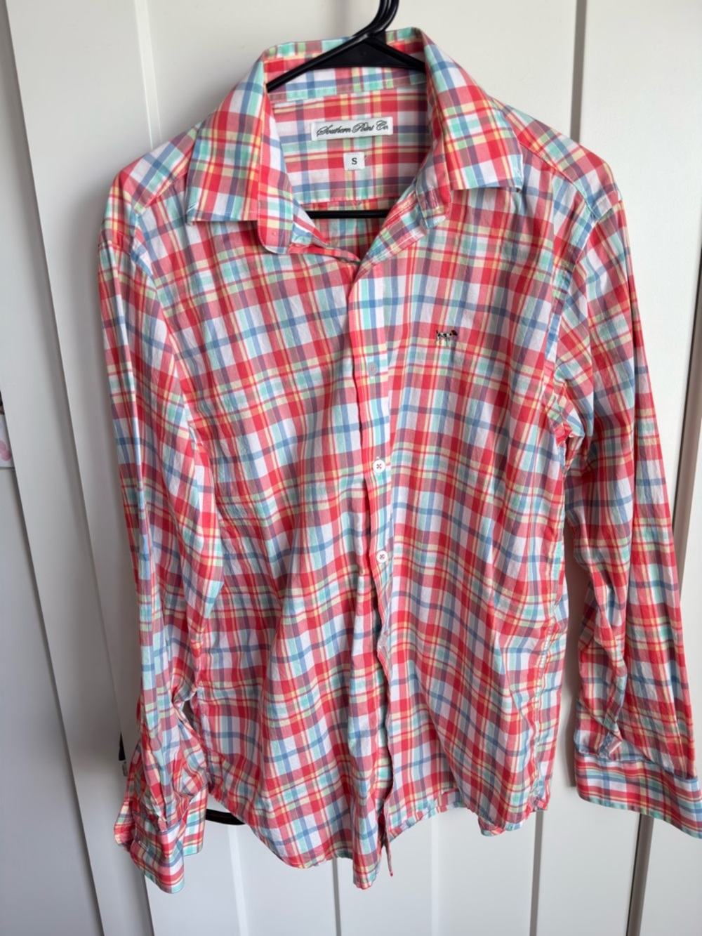 Plaid Cotton Dress Shirt - Coral Multi